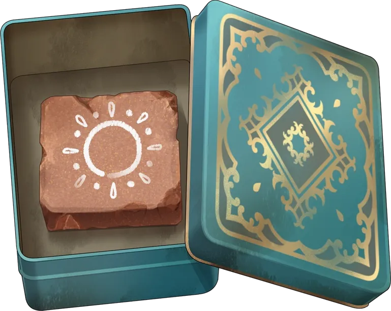 Brick with sun drawn on it