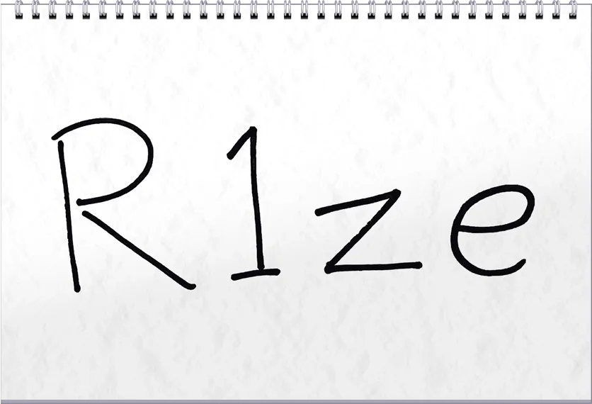 Notebook with “R1ze” written on it